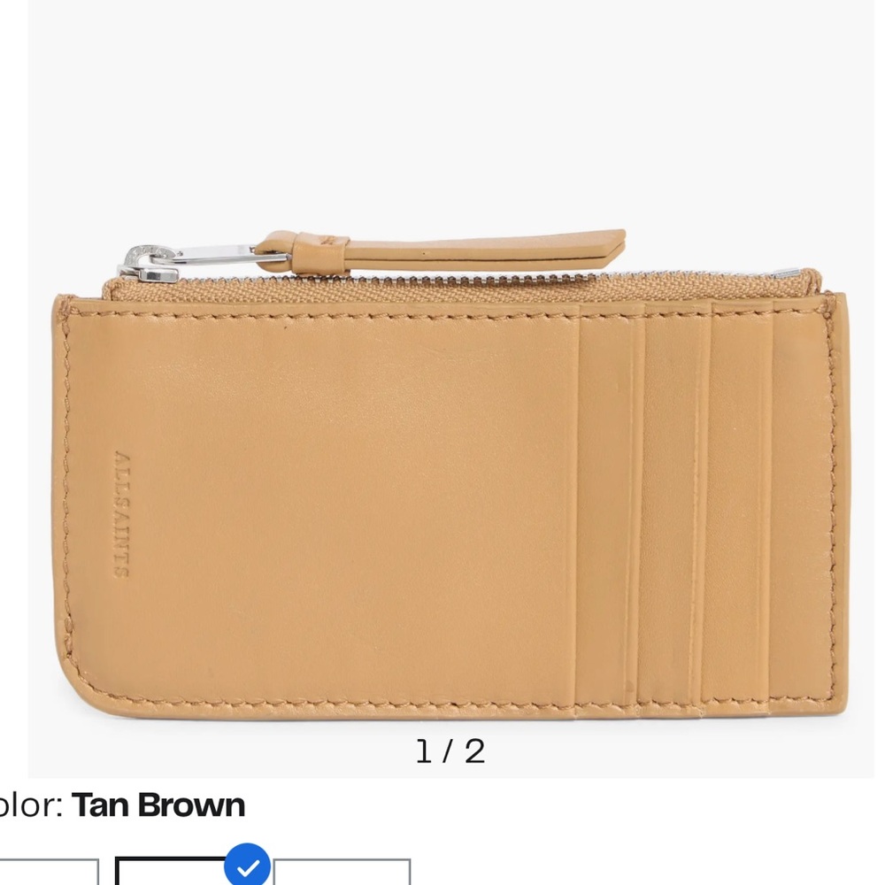 AllSaints Tan Leather Card Holder